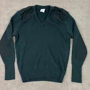 NWOT Logistik Commando Sweater Mnen's Medium Green Wool Military Elbow Patch